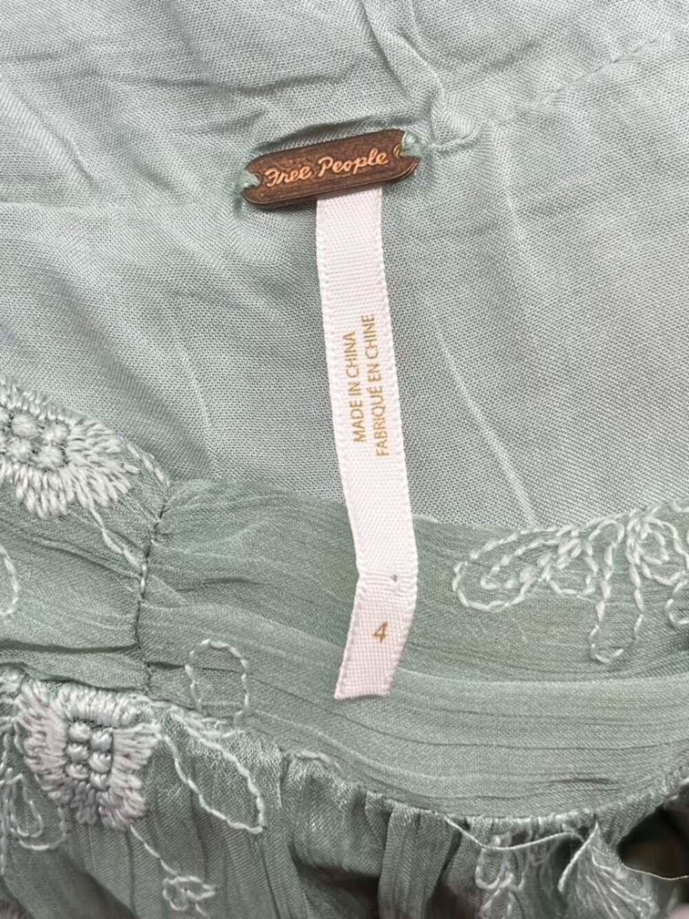 Free People Sage Grace Embroidered Ruffled Vintage Mini Skirt Sz 4 - Picture 8 of 11